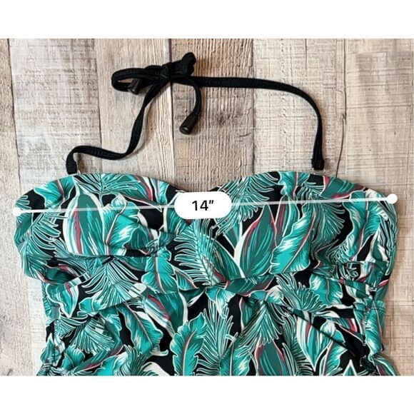 BOGOF Isabel Maternity 2pc Tankini Swimsuit Tropical Green Halter Black Bottom - Picture 6 of 15